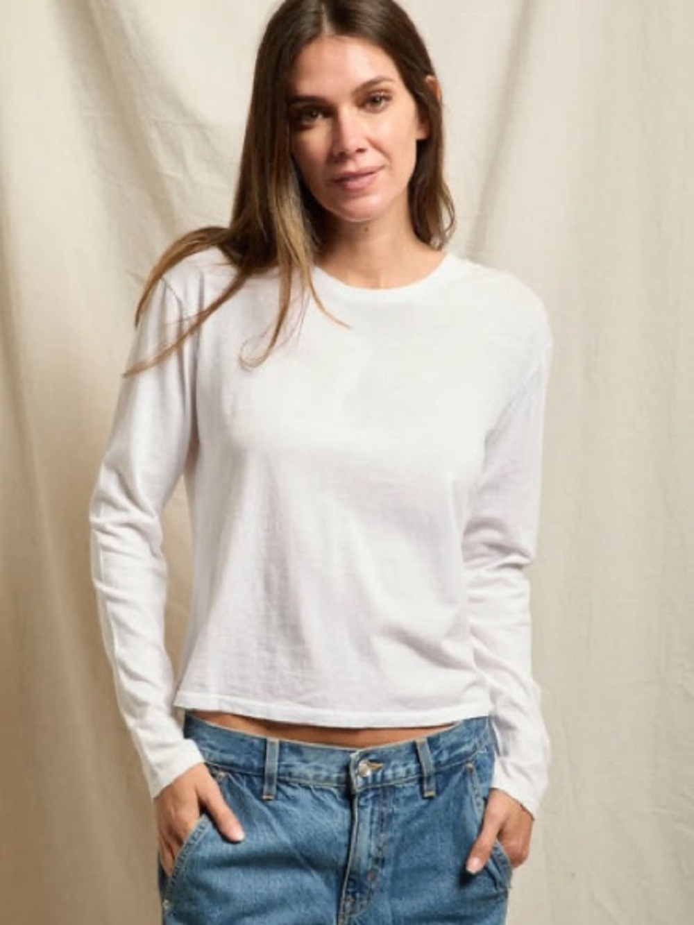 Perfect White Tee Sz M Norma White Long Sleeves Basic Cotton Tee Shirt